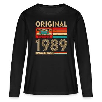 Original legendäre Hits Das Beste von 1989 - Frauen Premium Bio Langarmshirt - Schwarz - Vorne - Julia (174cm)