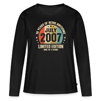 Juillet 2007 16 Ans Anniversaire Vintage Cadeau - T-shirt manches longues Premium bio Femme - noir - Devant - Julia (174cm)