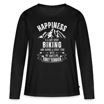 Cyclisme et terriers tibétains - T-shirt manches longues Premium bio Femme - noir - Devant - Julia (174cm)