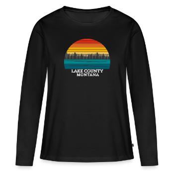Lake County Montana - Frauen Premium Bio Langarmshirt - Schwarz - Vorne - Julia (174cm)