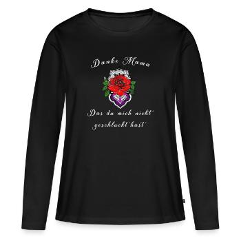 Danke Mama - Frauen Premium Bio Langarmshirt - Schwarz - Vorne - Julia (174cm)