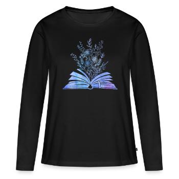 Wildflower Bücher Lesen Frauen Gartenarbeit - Frauen Premium Bio Langarmshirt - Schwarz - Vorne - Julia (174cm)