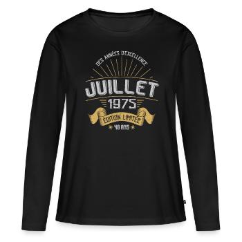 Juillet 1975 48 Ans Anniversaire Vintage Cadeau - T-shirt manches longues Premium bio Femme - noir - Devant - Julia (174cm)