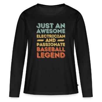 Électricien Baseball rétro - T-shirt manches longues Premium bio Femme - noir - Devant - Julia (174cm)