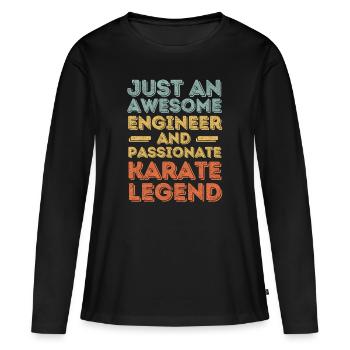 Ingénieur Karaté rétro - T-shirt manches longues Premium bio Femme - noir - Devant - Julia (174cm)