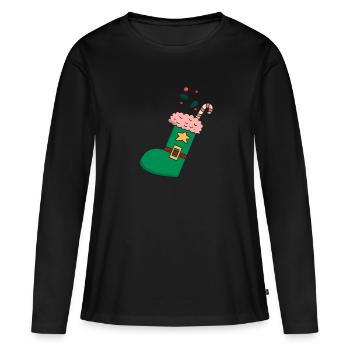 Chaussette de Noël - T-shirt manches longues Premium bio Femme - noir - Devant - Julia (174cm)