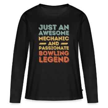 Bowling mécanique rétro - T-shirt manches longues Premium bio Femme - noir - Devant - Julia (174cm)