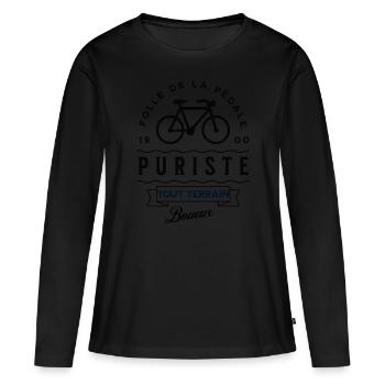 Folle de la pédale - T-shirt manches longues Premium bio Femme - noir - Devant - Julia (174cm)