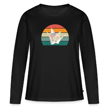 Plis de papier Pliage de papier Origami Formes Artisanat - T-shirt manches longues Premium bio Femme - noir - Devant - Julia (174cm)