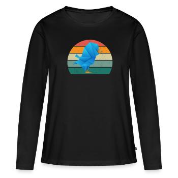 Plis de papier Pliage de papier Origami Formes Artisanat - T-shirt manches longues Premium bio Femme - noir - Devant - Julia (174cm)