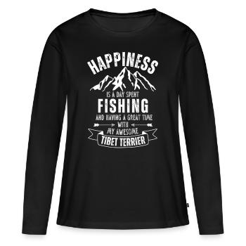 Pêche et terriers tibétains - T-shirt manches longues Premium bio Femme - noir - Devant - Julia (174cm)