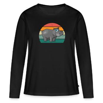 Hippopotame du Nil Hippopotames Hippopotames Nain Cheval - T-shirt manches longues Premium bio Femme - noir - Devant - Julia (174cm)