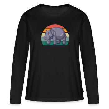Hippopotame Hippopotame du Nil Hippopotame Hippopotame pygmée - T-shirt manches longues Premium bio Femme - noir - Devant - Julia (174cm)
