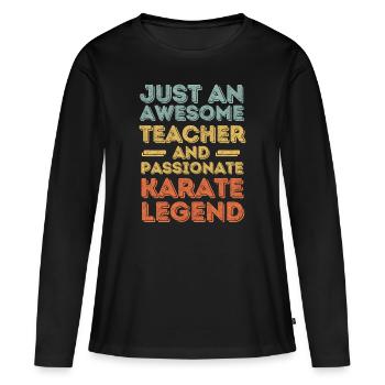 Professeur de Karaté rétro - T-shirt manches longues Premium bio Femme - noir - Devant - Julia (174cm)