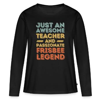Teacher Frisbee retro - Women's Premium Organic Long Sleeve Shirt - black - Front - Julia (174cm)