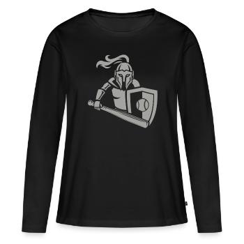 Chevalier médiéval de baseball - T-shirt manches longues Premium bio Femme - noir - Devant - Julia (174cm)