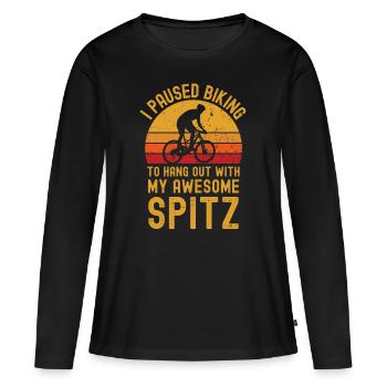 Cyclisme et Spitz - T-shirt manches longues Premium bio Femme - noir - Devant - Julia (174cm)