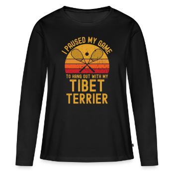 Courge et terrier tibétain - T-shirt manches longues Premium bio Femme - noir - Devant - Julia (174cm)
