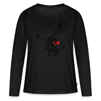 Musique blues - T-shirt manches longues Premium bio Femme - noir - Devant - Julia (174cm)