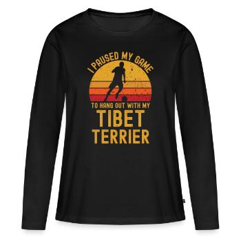 Football et terriers tibétains - T-shirt manches longues Premium bio Femme - noir - Devant - Julia (174cm)