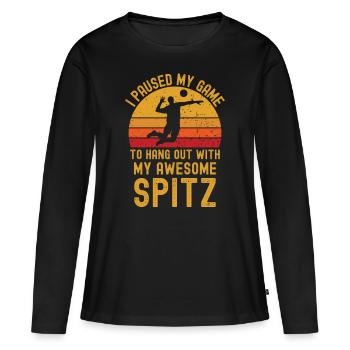 Volleyball et Spitz - T-shirt manches longues Premium bio Femme - noir - Devant - Julia (174cm)