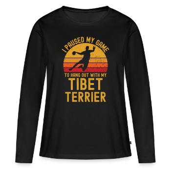 Handball et terriers tibétains - T-shirt manches longues Premium bio Femme - noir - Devant - Julia (174cm)