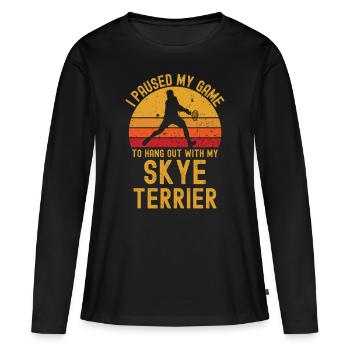 Tennis und Skye-Terrier - Frauen Premium Bio Langarmshirt - Schwarz - Vorne - Julia (174cm)