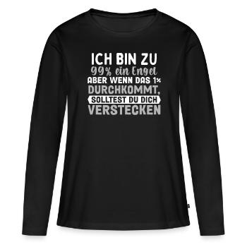 Ich Bin Fast Ein Engel - Frauen Premium Bio Langarmshirt - Schwarz - Vorne - Julia (174cm)