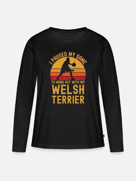 Basketball and Welsh Terrier - Women's Premium Organic Long Sleeve Shirt - black