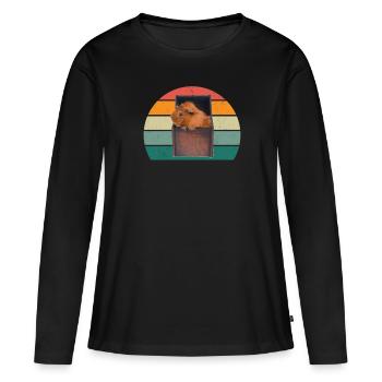 Cochon d’Inde Cochon d’Inde Maman Cochon d’Inde - T-shirt manches longues Premium bio Femme - noir - Devant - Julia (174cm)