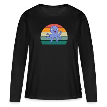 Sea Ocean Water Fish Fish Crab Crayfish Jellyfish - Women's Premium Organic Long Sleeve Shirt - black - Front - Julia (174cm)