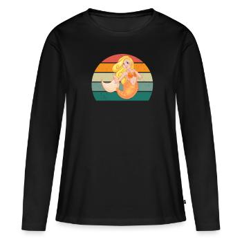Sirène Sirène Homme Caudal Fin Sirène Sirène - T-shirt manches longues Premium bio Femme - noir - Devant - Julia (174cm)