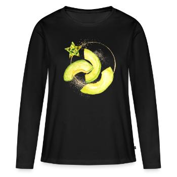 Avocado - Frauen Premium Bio Langarmshirt - Schwarz - Vorne - Julia (174cm)