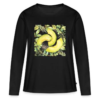 Avocado - Frauen Premium Bio Langarmshirt - Schwarz - Vorne - Julia (174cm)
