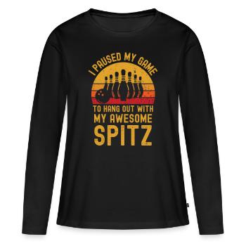 Bowling et Spitz - T-shirt manches longues Premium bio Femme - noir - Devant - Julia (174cm)
