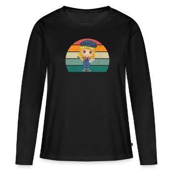 Peintre Peintre Dessin Dessinatrice Dessinatrice Couleur - T-shirt manches longues Premium bio Femme - noir - Devant - Julia (174cm)