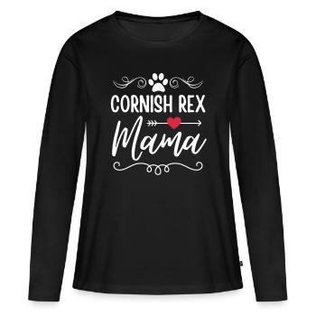 Cornish Rex Mama - Frauen Premium Bio Langarmshirt - Schwarz - Vorne - Julia (174cm)