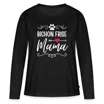 Bichon-Frise Mama - Frauen Premium Bio Langarmshirt - Schwarz - Vorne - Julia (174cm)