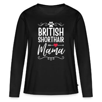 Maman britannique à poil court - T-shirt manches longues Premium bio Femme - noir - Devant - Julia (174cm)