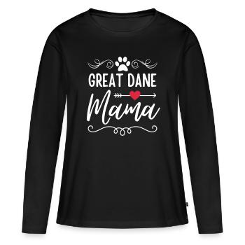 Maman dogue - T-shirt manches longues Premium bio Femme - noir - Devant - Julia (174cm)