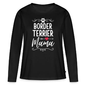 Border Terrier Mama - T-shirt manches longues Premium bio Femme - noir - Devant - Julia (174cm)