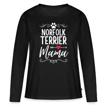 Norfolk Terrier Mama - Frauen Premium Bio Langarmshirt - Schwarz - Vorne - Julia (174cm)
