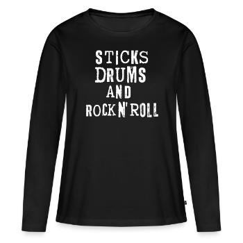 Sticks Drums And Rock N’Roll - T-shirt manches longues Premium bio Femme - noir - Devant - Julia (174cm)