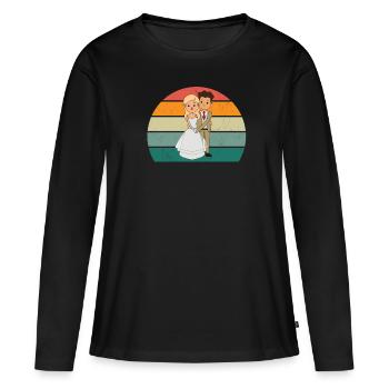 Heiraten Heirat Hochzeit Freund Freundin Ehe Liebe - Frauen Premium Bio Langarmshirt - Schwarz - Vorne - Julia (174cm)