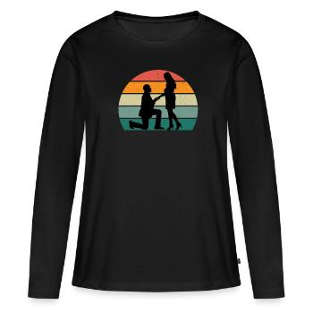 Heiraten Heirat Hochzeit Freund Freundin Ehe Liebe - Frauen Premium Bio Langarmshirt - Schwarz - Vorne - Julia (174cm)
