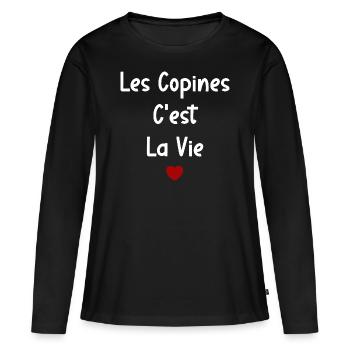 Les copines c'est la vie - T-shirt manches longues Premium bio Femme - noir - Devant - Julia (174cm)