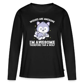 Je suis génial donc je suis un loup - T-shirt manches longues Premium bio Femme - noir - Devant - Julia (174cm)