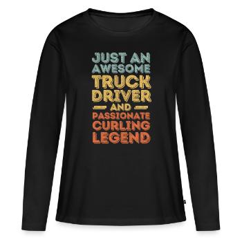 Truck Driver Curling rétro - T-shirt manches longues Premium bio Femme - noir - Devant - Julia (174cm)