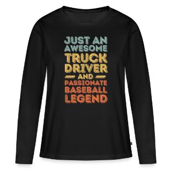 Camionneur baseball rétro - T-shirt manches longues Premium bio Femme - noir - Devant - Julia (174cm)