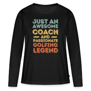 Trainer Golf retro - Frauen Premium Bio Langarmshirt - Schwarz - Vorne - Julia (174cm)